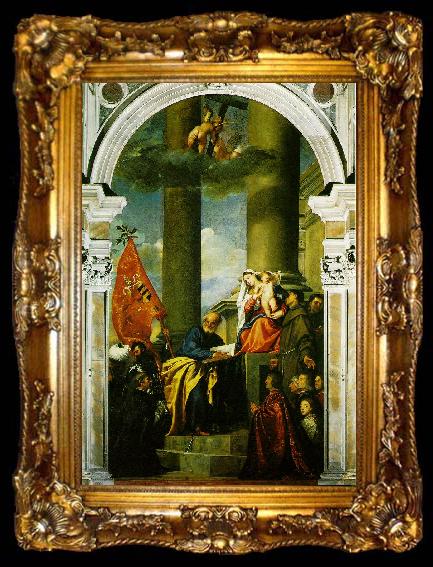 framed  TIZIANO Vecellio Madonna with Saints and Members of the Pesaro Family  r, ta009-2